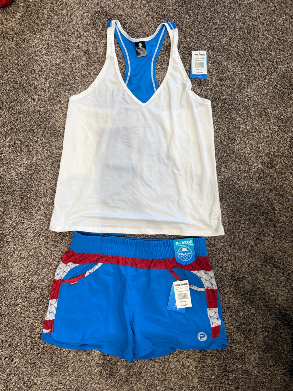 Pelagic Red, White and Blue Sport Top and Shorts Set